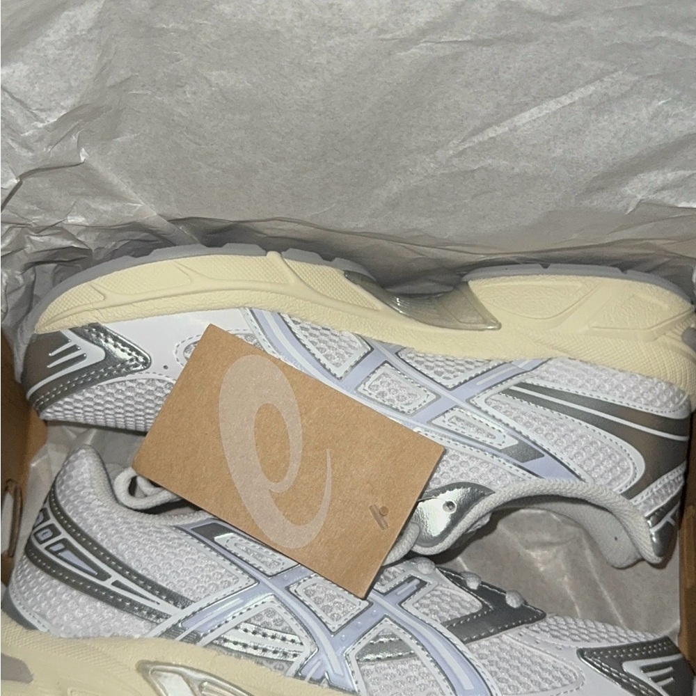 Asics White and Silver Running Shoes